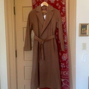 MaxMara Studio Belted 100% Wool Coat NWT